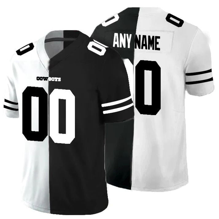Custom D.Cowboys Black V White Peace Split Vapor Untouchable Limited Jersey Stitched Jersey Football Jerseys - Main View