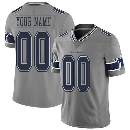 Custom D.Cowboys Football Jerseys Customized Gray Stitched Limited Inverted Legend Jersey - Main View