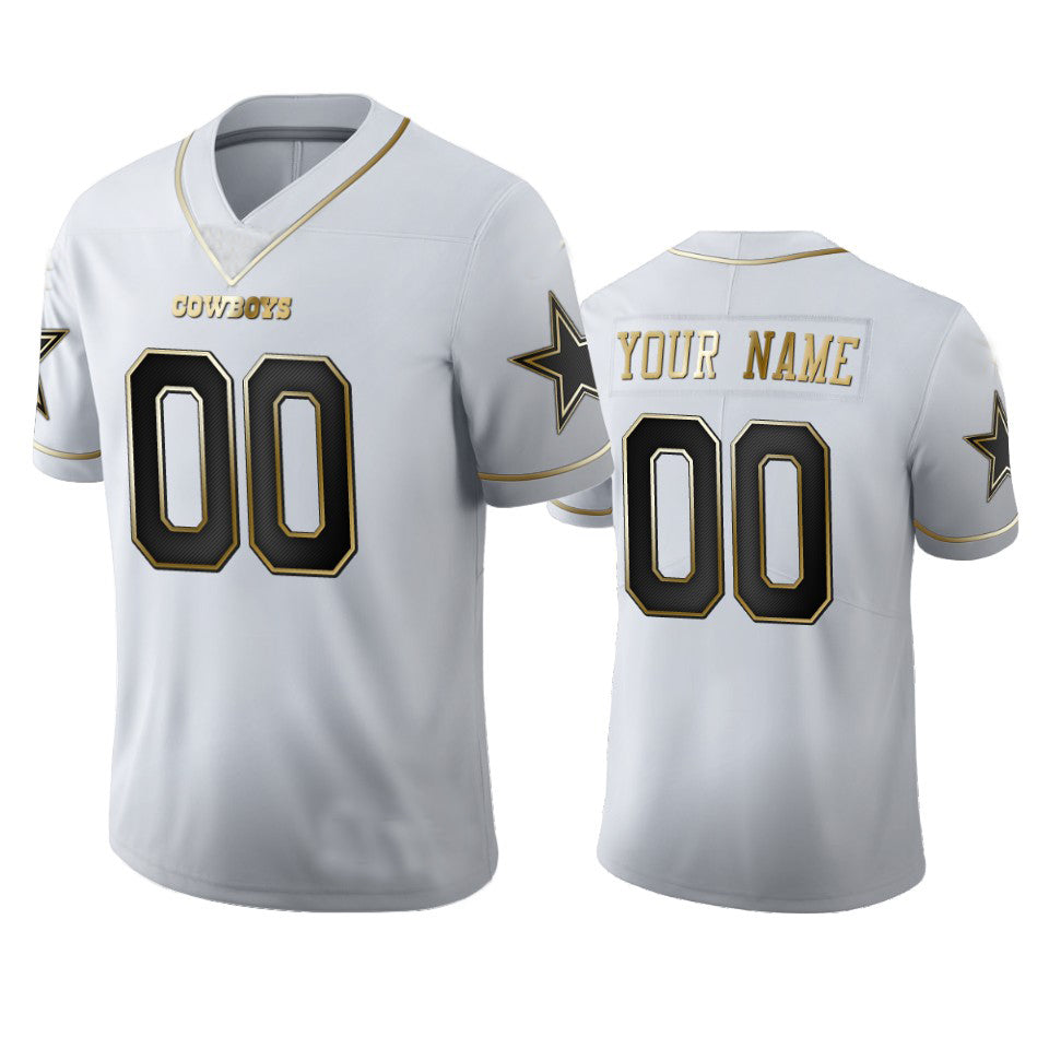 Custom D.Cowboys White Golden Edition Vapor Limited Football Jerseys view 3