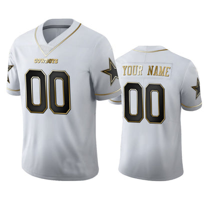 Custom D.Cowboys White Golden Edition Vapor Limited Football Jerseys view 3