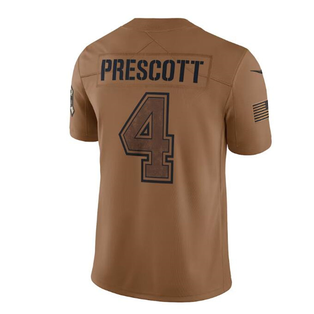 D.Cowboys #4 Dak Prescott Brown 2023 Salute To Service Limited Jersey Stitched American Football Jerseys - Main View