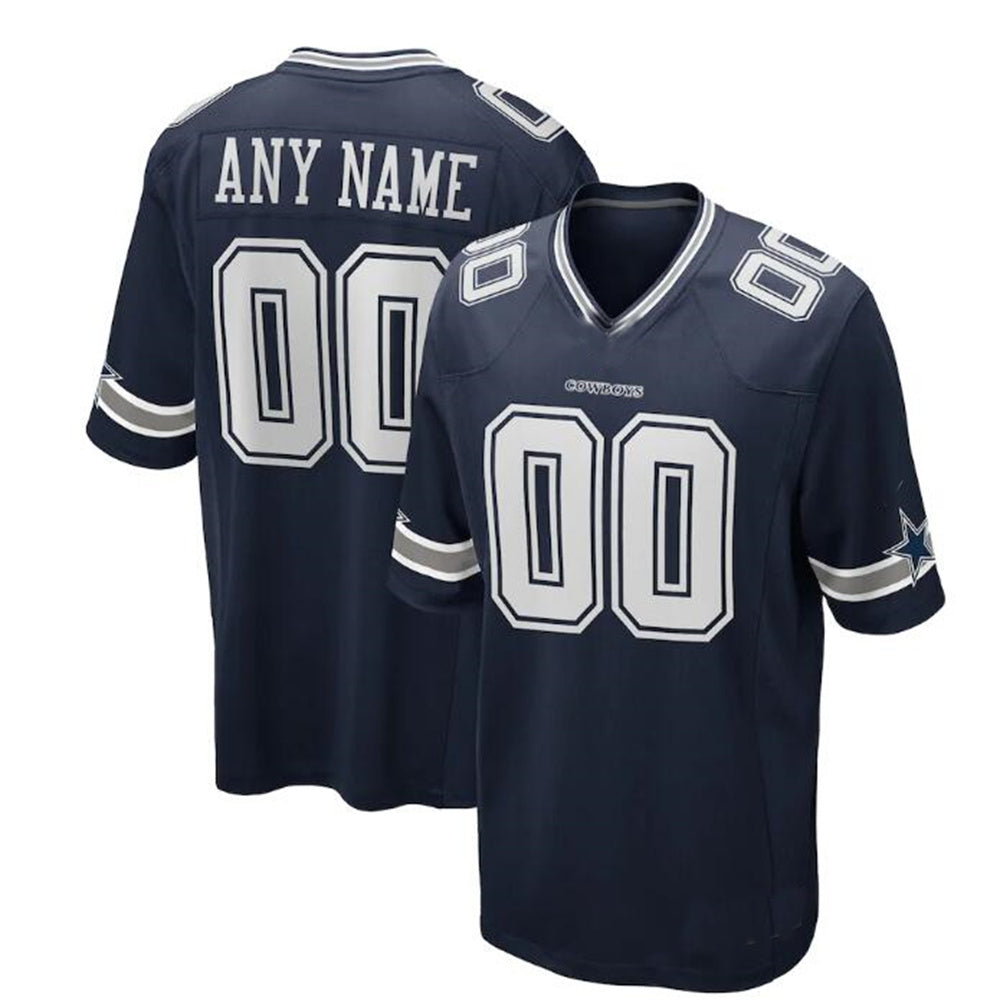 Custom  D.Cowboys  Navy Game Jersey Stitched Football Jerseys - Main View