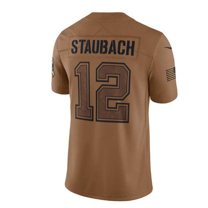 D.Cowboys #12 Roger Staubach Brown 2023 Salute To Service Limited Jersey Fashion Jersey American Jerseys - Main View