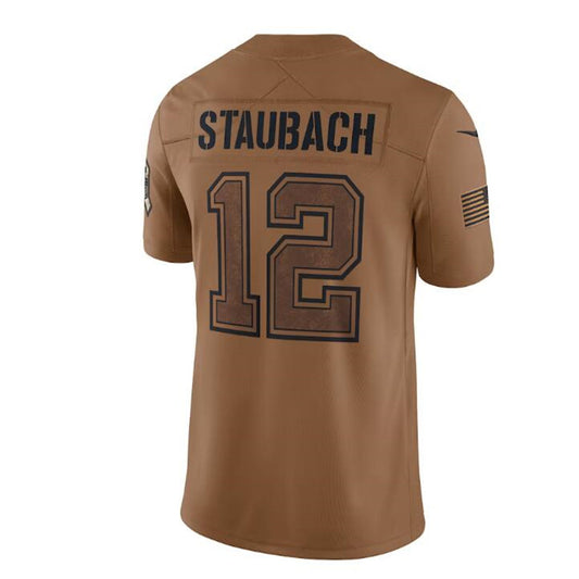 D.Cowboys #12 Roger Staubach Brown 2023 Salute To Service Limited Jersey Fashion Jersey American Jerseys - Main View