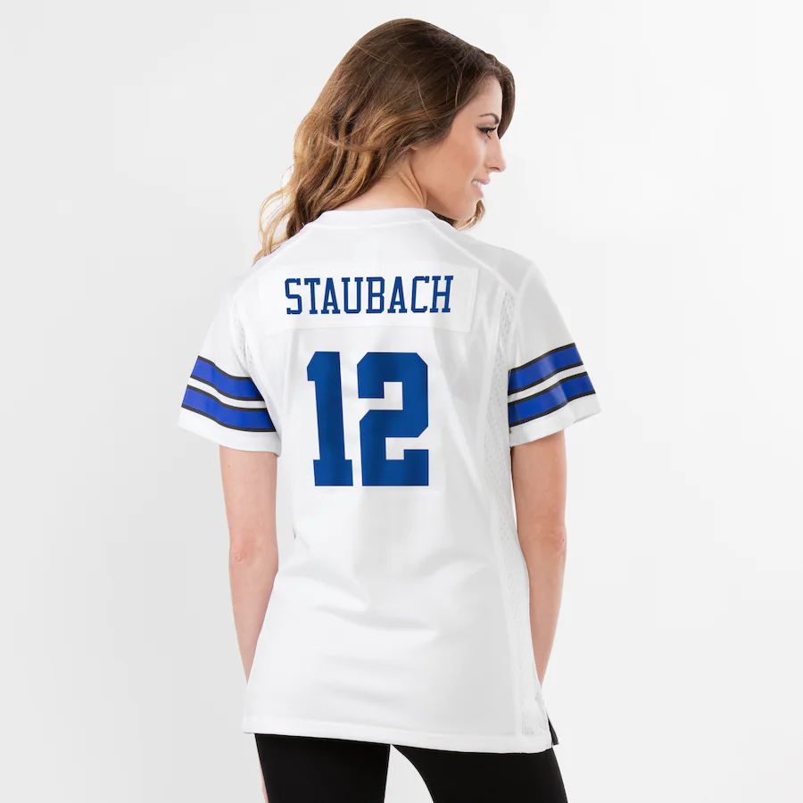 D.Cowboys #12 Roger Staubach White Retired Game Jersey Stitched American Football Jerseys - Main View