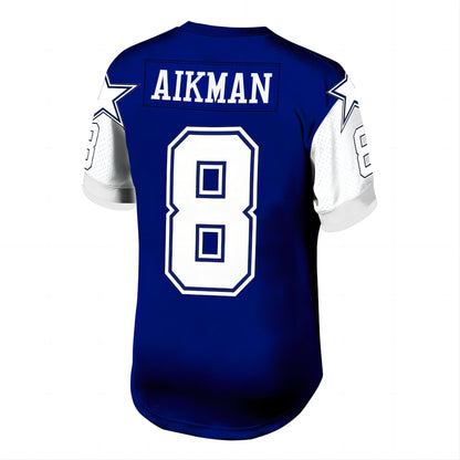 D.Cowboys #8 Troy Aikman Mitchell & Ness Navy Legacy Replica Jersey Stitched American Football Jerseys - Main View