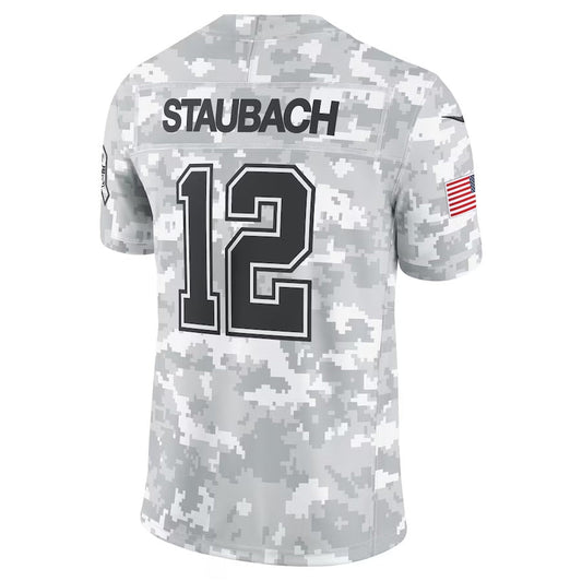 D.Cowboys #12 Roger Staubach Arctic Camo 2024 Salute to Service Limited Stitched American Football Jerseys - Main View
