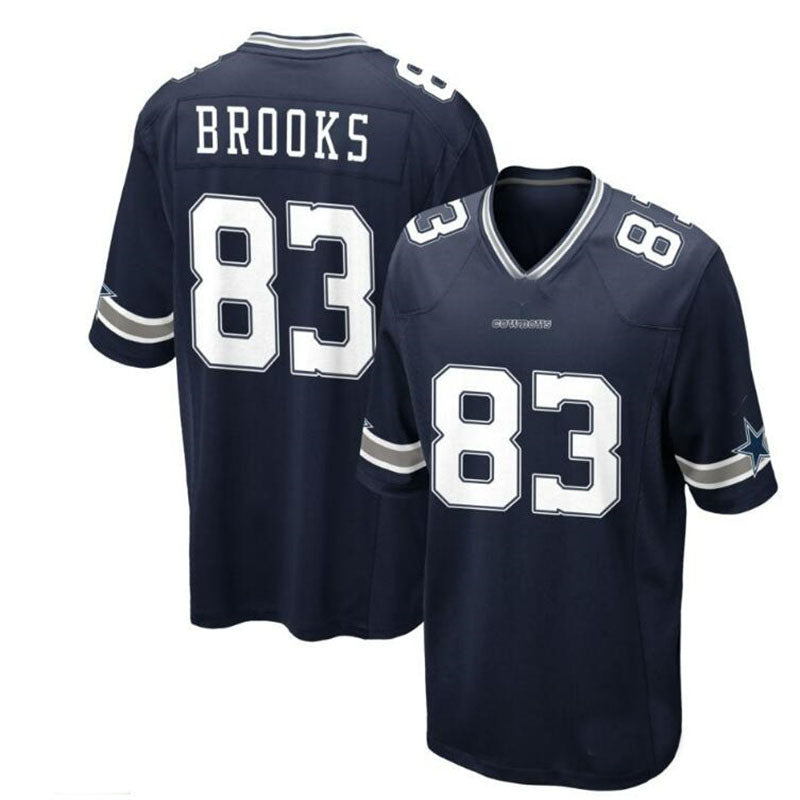 D.Cowboys #83 Jalen Brooks Game Jersey - Navy Stitched American Football Jerseys - Main View