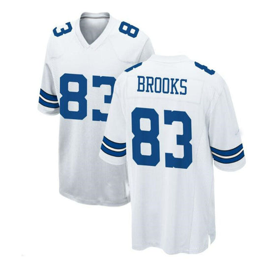D.Cowboys #83 Jalen Brooks Game Jersey - White Stitched American Football Jerseys - Main View