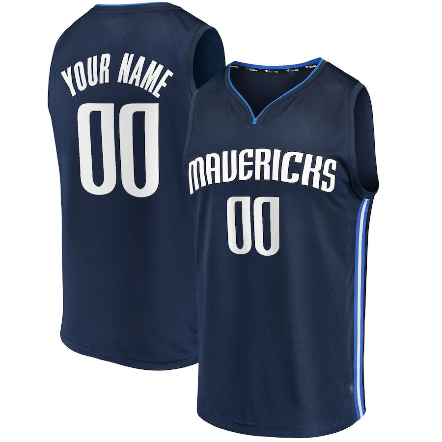 Custom D.Mavericks Fanatics Branded Fast Break Replica Jersey Navy Statement Edition American Stitched Basketball Jersey - Main View