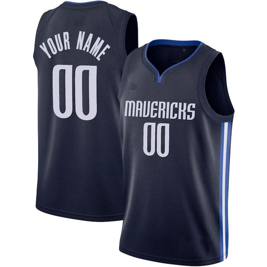 Custom D.Mavericks 2019-20 Custom Swingman Jersey Statement Edition Navy American Stitched Basketball Jersey - Main View