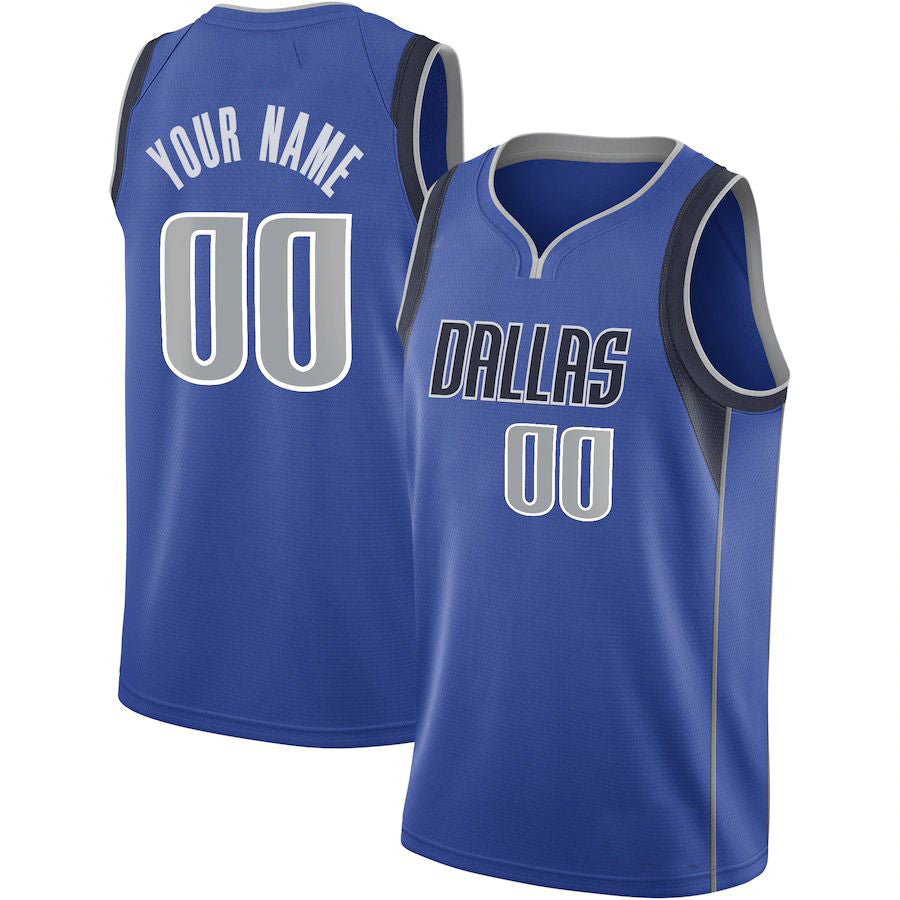 Custom D.Mavericks 2020-21 Swingman Jersey Blue Icon Edition American Stitched Basketball Jersey - Main View