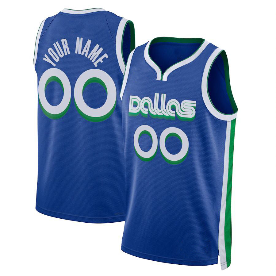 Custom D.Mavericks Unisex 2022-23 Swingman Jersey Blue Icon Edition American Stitched Basketball Jersey - Main View