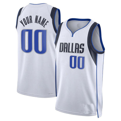 Custom D.Mavericks  Unisex 2022-23 Swingman Jersey Association Edition White American Stitched Basketball Jersey - Main View