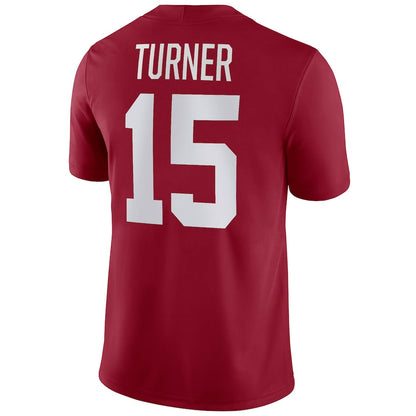 A.Crimson Tide #15 Dallas Turner NIL Replica Football Jersey Crimson Stitched American College Jerseys - Main View