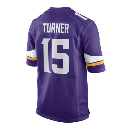 MN.Vikings #15 Dallas Turner 2024 Draft First Round Pick Player Game Jersey - Purple American Football Jerseys - Main View