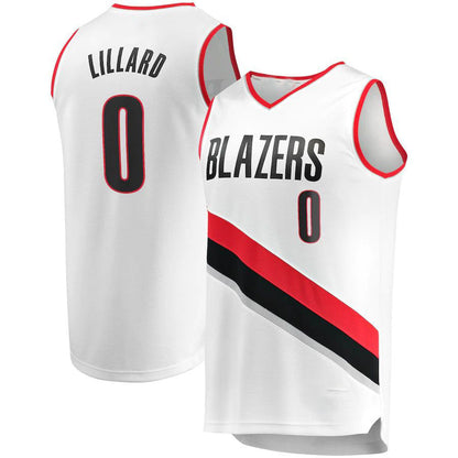 P.Trail Blazers #0 Damian Lillard Fanatics Branded 2020-21 Fast Break Replica Jersey Association Edition White Stitched American Basketball Jersey - Main View