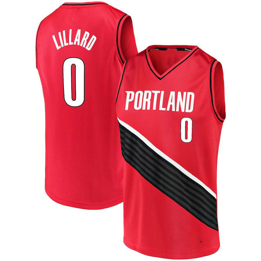 P.Trail Blazers #0 Damian Lillard Fanatics Branded 2020-21 Fast Break Replica Jersey Statement Edition  Red Stitched American Basketball Jersey - Main View