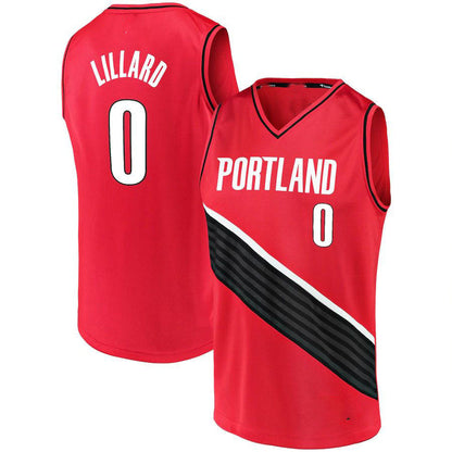 P.Trail Blazers #0 Damian Lillard Fanatics Branded 2020-21 Fast Break Replica Jersey Statement Edition  Red Stitched American Basketball Jersey - Main View