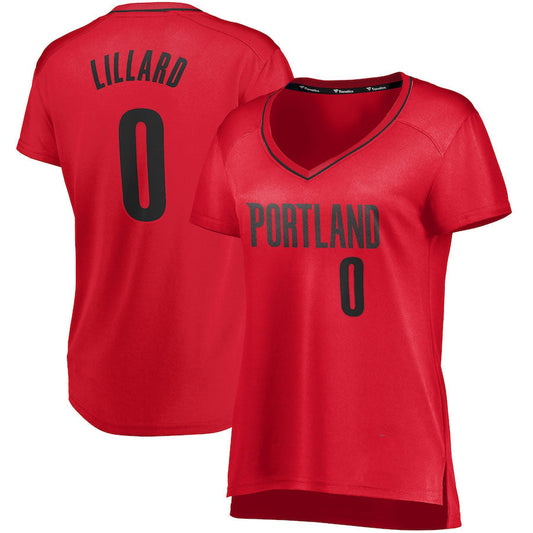 P.Trail Blazers #0 Damian Lillard Fanatics Branded Women's Fast Break Player Jersey Statement Edition Red Stitched American Basketball Jersey - Main View