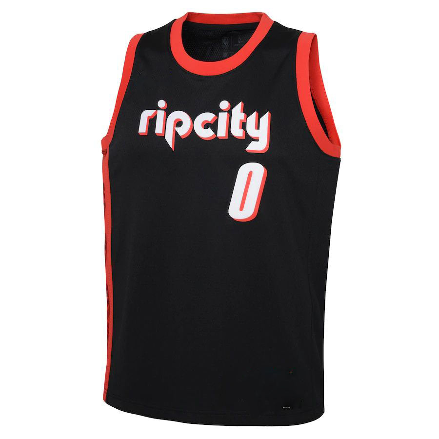 P.Trail Blazers #0 Damian Lillard 2021-22 Swingman Jersey City Edition Black Stitched American Basketball Jersey - Main View