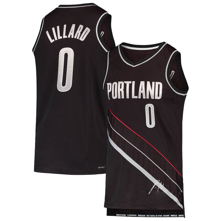 P.Trail Blazers #0 Damian Lillard Select Series Rookie of the Year Swingman Team Jersey  Black Stitched American Basketball Jersey - Main View