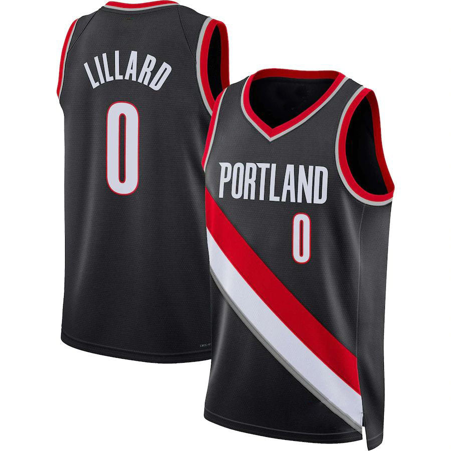 P.Trail Blazers #0 Damian Lillard Unisex 2022-23 Swingman Jersey Icon Edition Black Stitched American Basketball Jersey - Main View