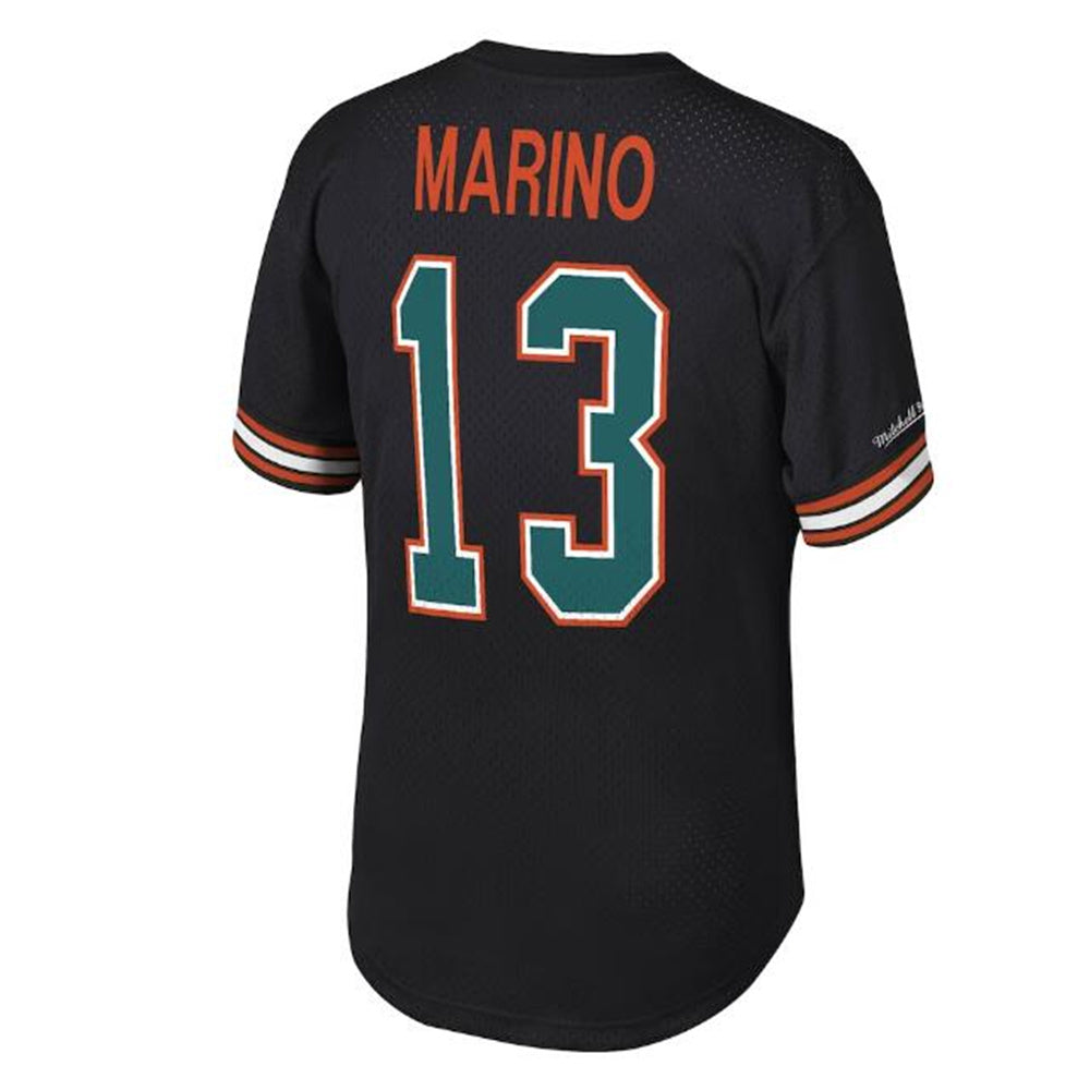 M.Dolphins #13 Dan Marino Mitchell & Ness Retired Player Name & Number Mesh Top - Black Stitched American Jerseys - Main View
