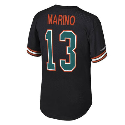 M.Dolphins #13 Dan Marino Mitchell & Ness Retired Player Name & Number Mesh Top - Black Stitched American Jerseys - Main View