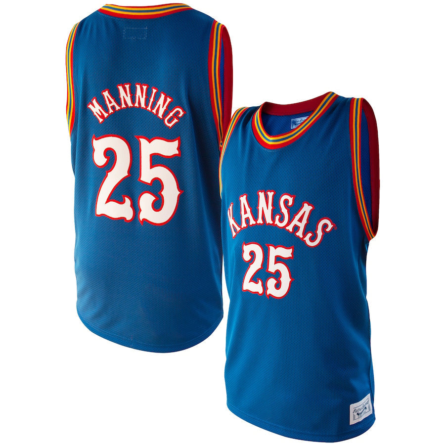 K.Jayhawks #25 Danny Manning Original Retro Brand Alumni Basketball Jersey Royal Stitched American College Jerseys - Main View