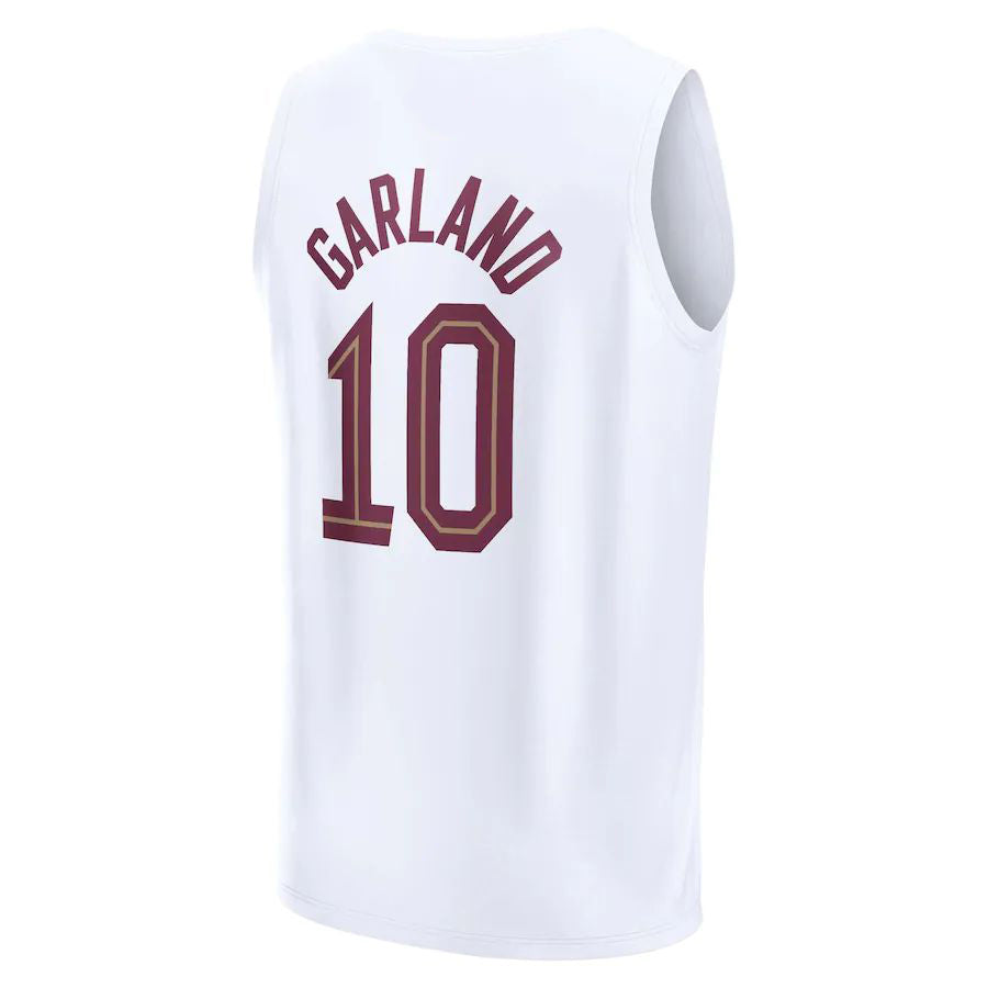 C.Cavaliers #10 Darius Garland Fanatics Branded 2022-23 Fast Break Replica Jersey White Association Edition Stitched American Basketball Jersey - Main View