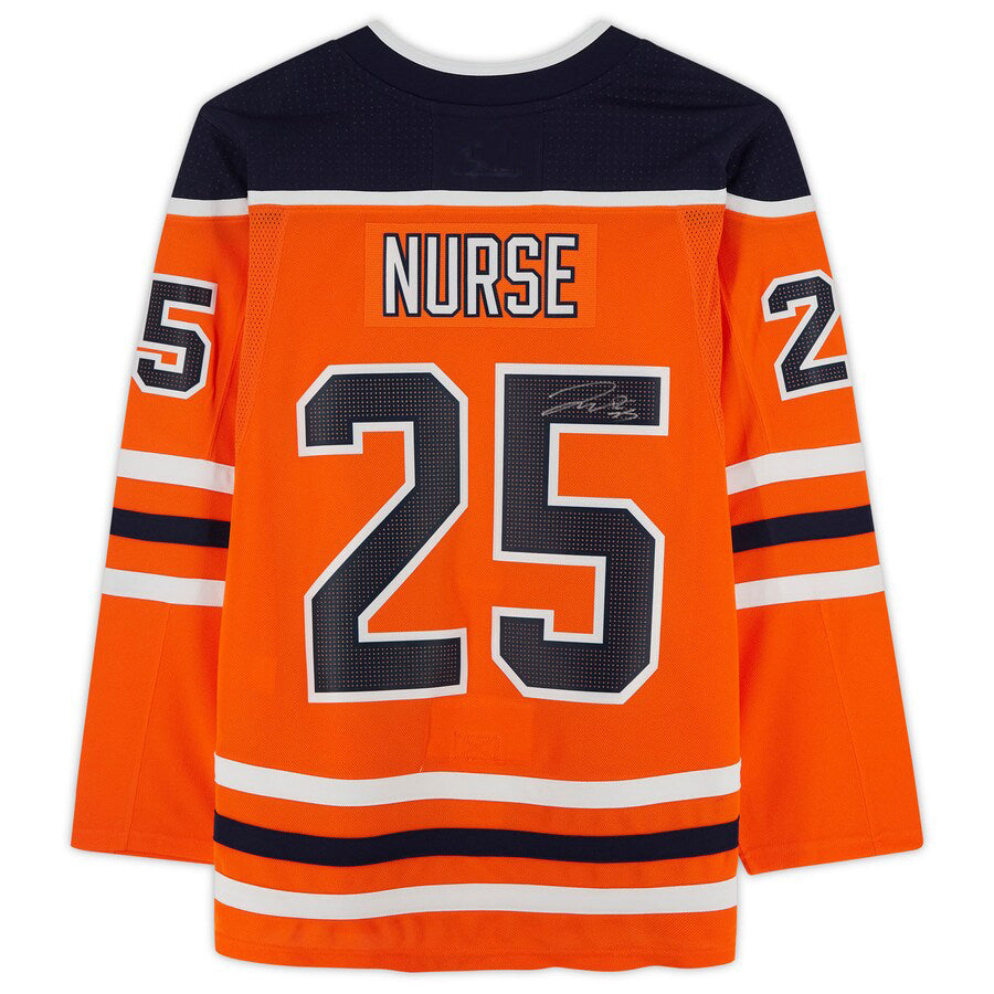 E.Oilers #25 Darnell Nurse Fanatics Authentic Autographed Jersey Orange Stitched American Hockey Jerseys - Main View
