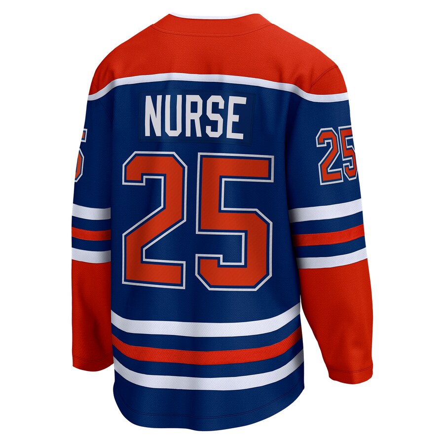 E.Oilers #25 Darnell Nurse Fanatics Branded Home Breakaway Player Jersey Royal Stitched American Hockey Jerseys - Main View