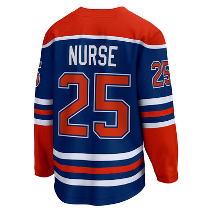 E.Oilers #25 Darnell Nurse Fanatics Branded Home Breakaway Player Jersey Royal Stitched American Hockey Jerseys - Main View