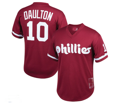 Philadelphia Phillies #10 Darren Daulton Mitchell & Ness Cooperstown Collection Mesh Batting Practice Jersey - Burgundy Baseball Jerseys - Main View