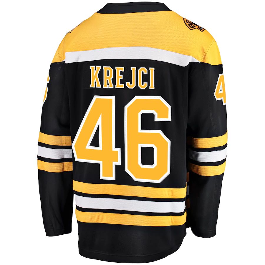 B.Bruins #46 David Krejci Fanatics Branded Home Breakaway Player Jersey Black Stitched American Hockey Jerseys - Main View