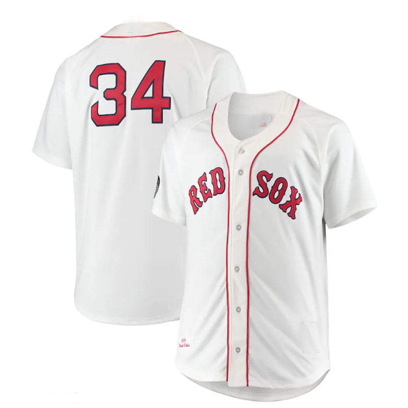 Boston Red Sox  #34 David Ortiz Mitchell & Ness Big & Tall Home Authentic Player Jersey - White  Baseball Jerseys - Main View
