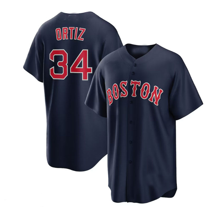 Boston Red Sox  #34 David Ortiz Alternate Replica Player Jersey - Navy Baseball Jerseys - Main View