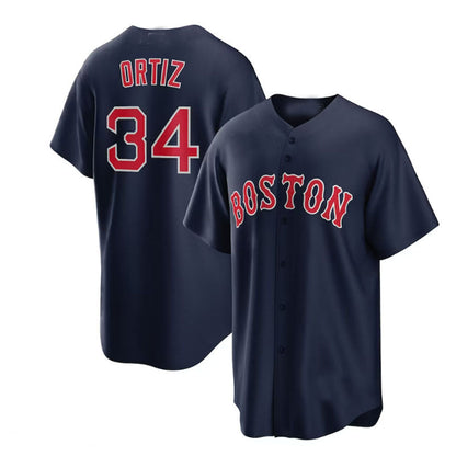 Boston Red Sox  #34 David Ortiz Alternate Replica Player Jersey - Navy Baseball Jerseys - Main View