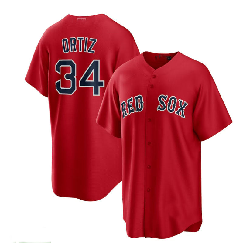 Boston Red Sox  #34 David Ortiz Alternate Replica Player Jersey - Red Baseball Jerseys - Main View