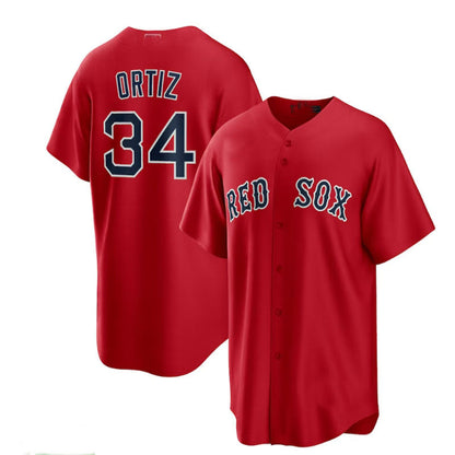 Boston Red Sox  #34 David Ortiz Alternate Replica Player Jersey - Red Baseball Jerseys - Main View