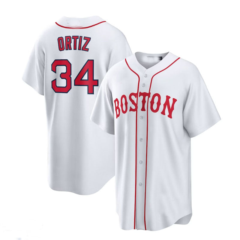 Boston Red Sox  #34 David Ortiz Alternate Replica Player Jersey - White Baseball Jerseys - Main View