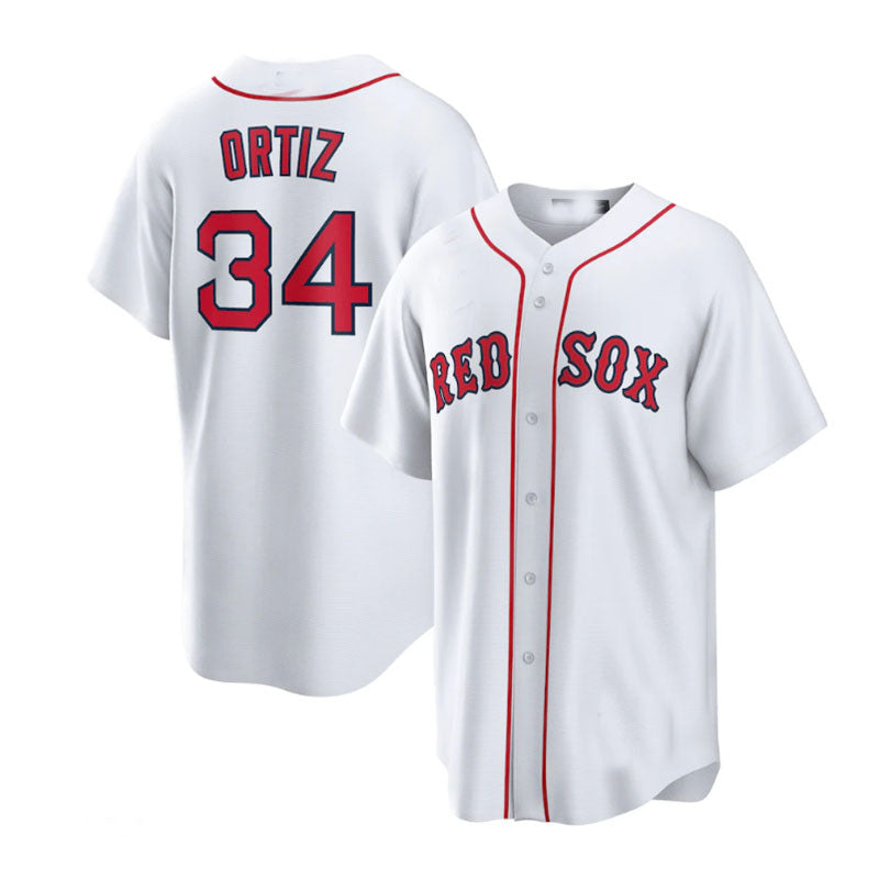 Boston Red Sox  #34 David Ortiz  Home Replica Player Jersey - White Baseball Jerseys - Main View