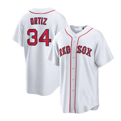 Boston Red Sox  #34 David Ortiz  Home Replica Player Jersey - White Baseball Jerseys - Main View