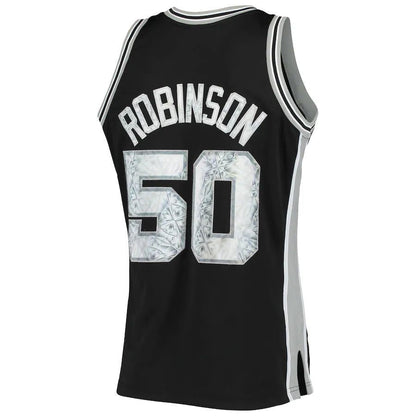 S.Antonio Spurs #50 David Robinson Mitchell & Ness 1996-97 Hardwood Classics  75th Anniversary Diamond Swingman Jersey Black Stitched American Basketball Jersey - Main View