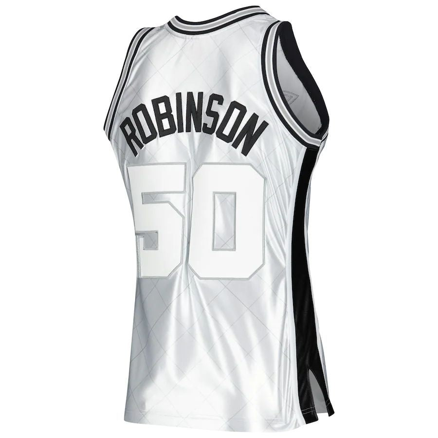 S.Antonio Spurs #50 David Robinson Mitchell & Ness 1998-99 Hardwood Classics 75th Anniversary Swingman Jersey Platinum Stitched American Basketball Jersey - Main View