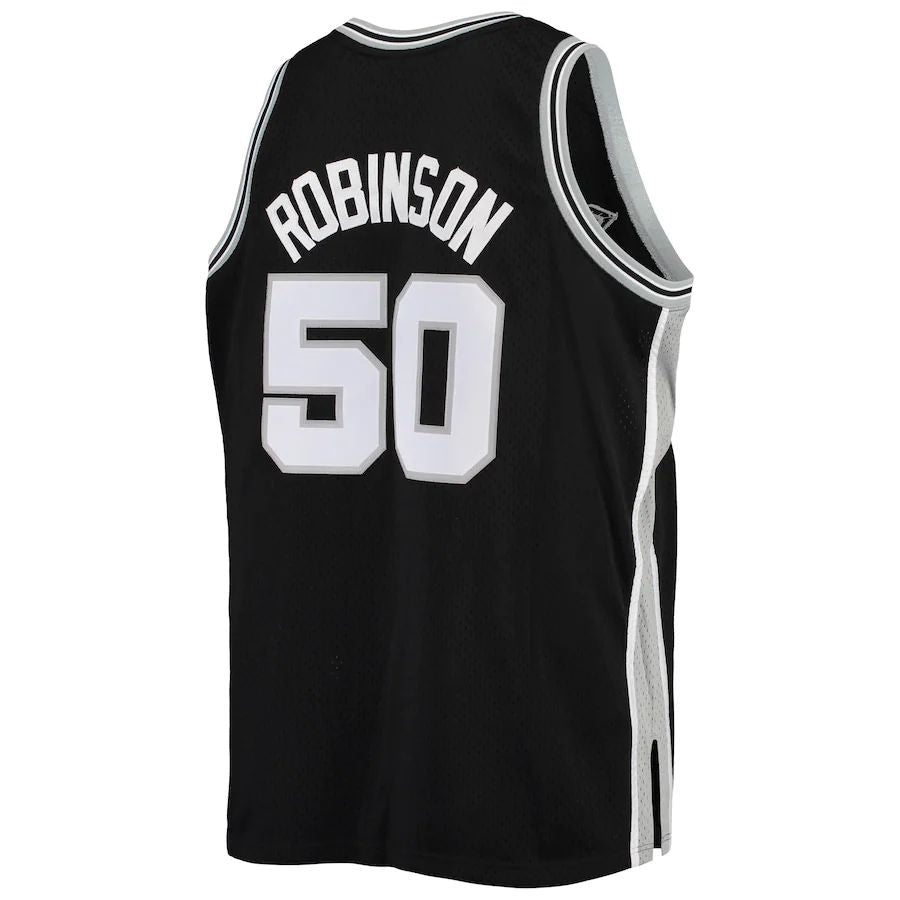 S.Antonio Spurs #50 David Robinson Mitchell & Ness Big & Tall Hardwood Classics Jersey Black Stitched American Basketball Jersey - Main View