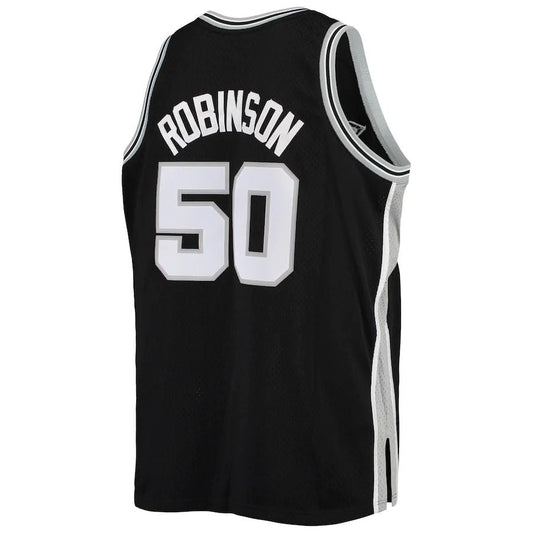 S.Antonio Spurs #50 David Robinson Mitchell & Ness Big & Tall Hardwood Classics Jersey Black Stitched American Basketball Jersey - Main View