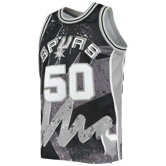 S.Antonio Spurs #50 David Robinson Mitchell & Ness Hardwood Classics 1998-99 Hyper Hoops Swingman Jersey Black Stitched American Basketball Jersey - Main View