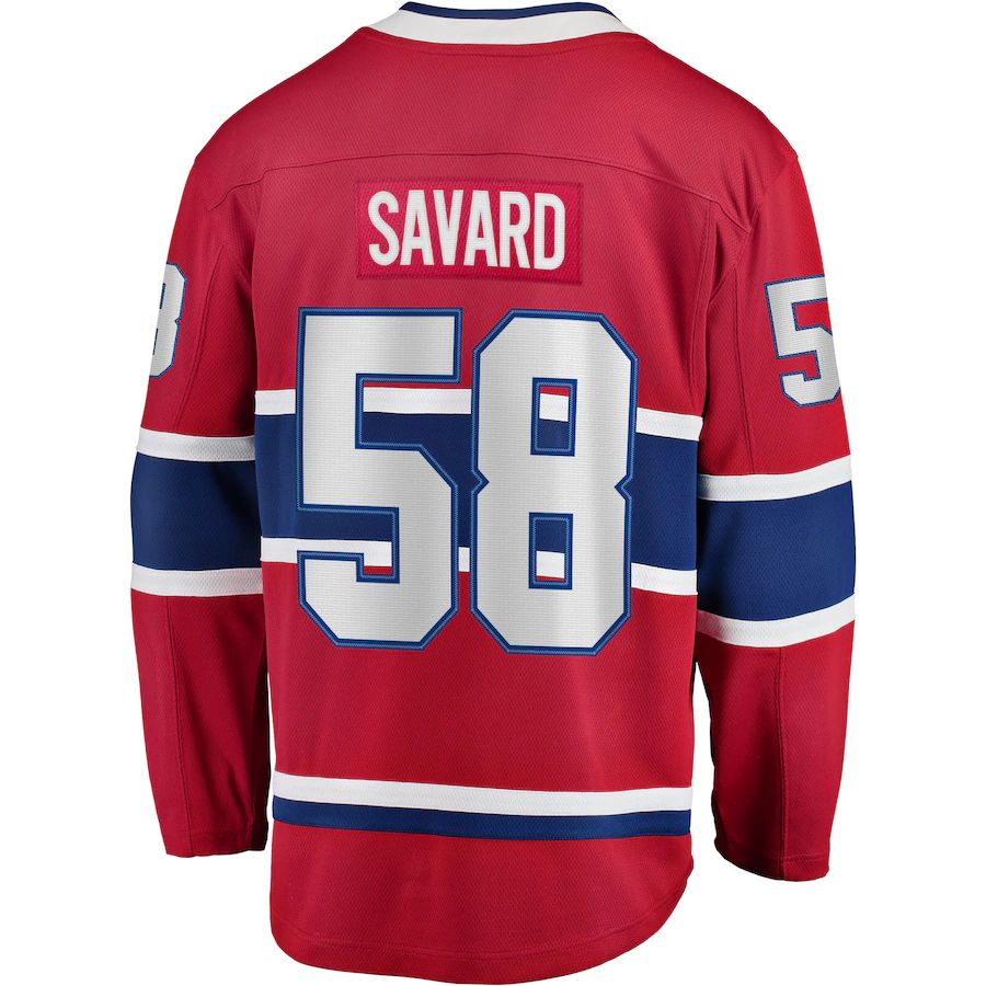 M.Canadiens #58 David Savard Fanatics Branded Home Breakaway Player Jersey Red Stitched American Hockey Jerseys - Main View